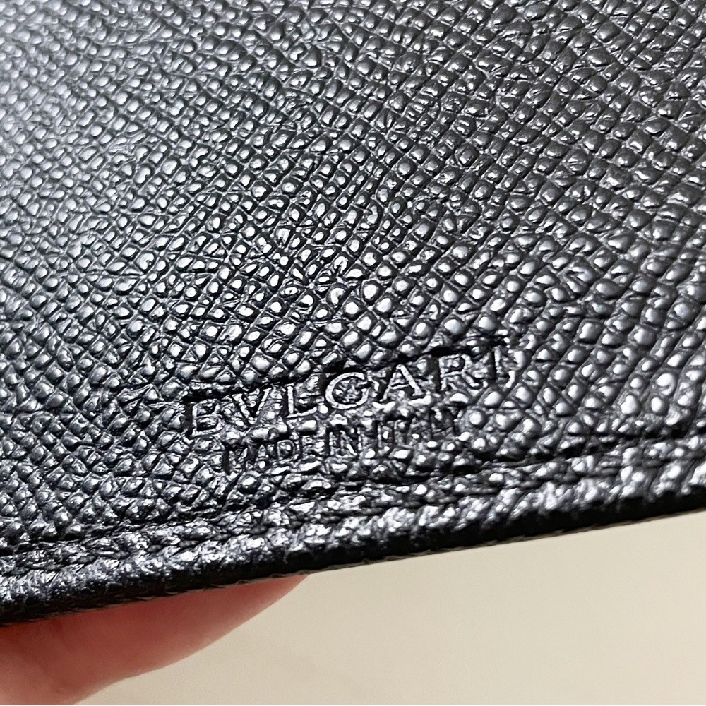Bvlgari black grain leather circle logo long bifold wallet - Picture 9 of 11